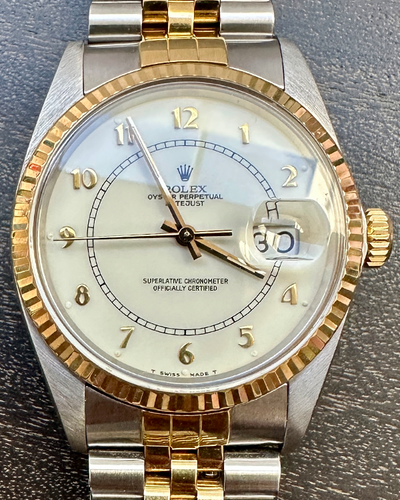 1986 (9.3 Mill. Serial) Rolex Datejust 36MM White Dial Two-Tone Jubilee Bracelet (16013)