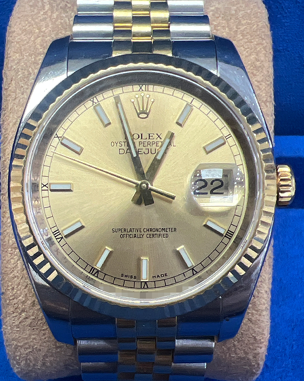 Rolex Datejust 36MM Champagne Dial Two-Tone Jubilee Bracelet (116233)