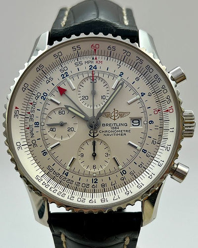 Breitling Navitimer World 46MM White Dial Leather Strap (A24322)