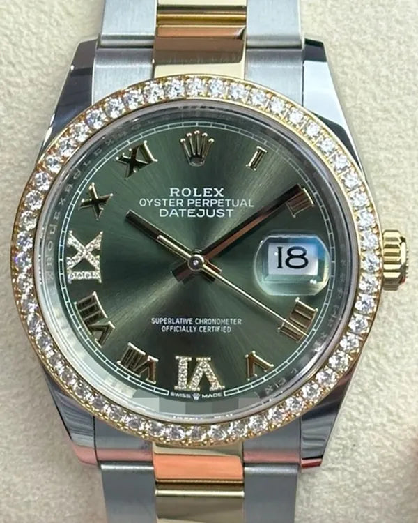 Rolex Datejust 36MM Green Dial Two-Tone Oyster Bracelet (126283RBR)