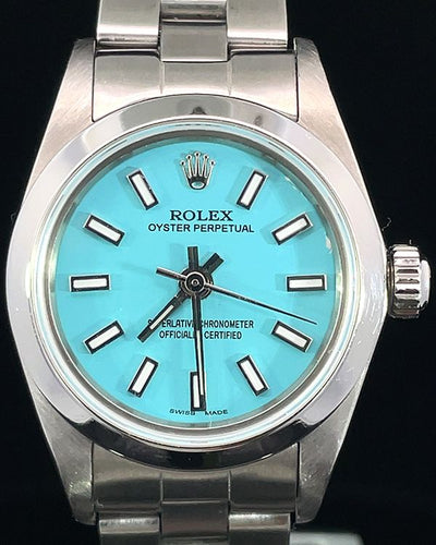 Rolex Oyster Perpetual 24MM Aftermarket Blue Dial Oyster Bracelet (67180)