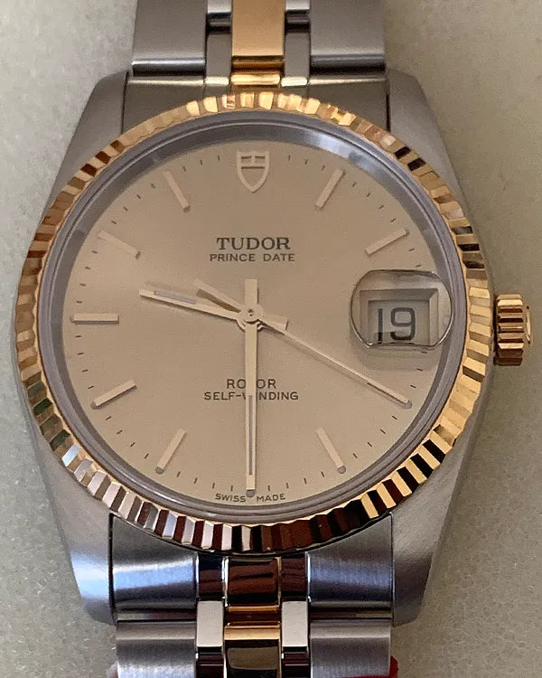 *** No Reserve - Tudor Prince Date 34MM Champagne Dial Two-Tone Bracelet (74033)