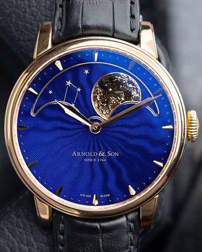 Arnold & Son Perpetual Moon Phase 90 42MM Blue Dial Leather Strap (1GLAR.U01A.C123A)