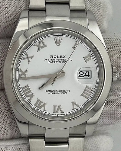 2021 Rolex Datejust 41MM White Dial Oyster Bracelet (126300)