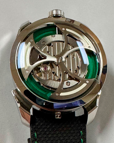 MB&F MAD Edition 1 Green "Lucky Clover" 42MM Skeleton Dial Leather Strap (M.A.D.1S)