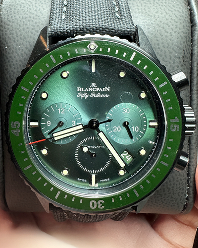 2022 Blancpain Fifty Fathoms Bathyscaphe 43.6MM Green Dial Textile Strap (5200 0153 B52A)