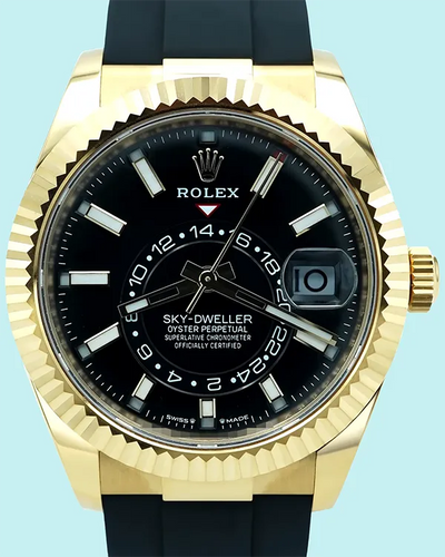 2022 Rolex Sky-Dweller 42MM Black Dial Rubber Strap (326238)