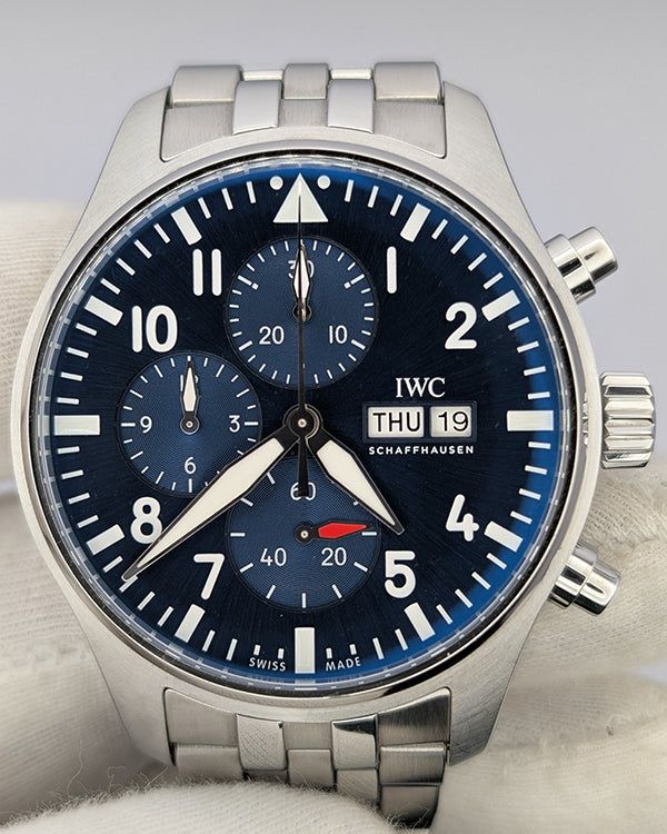 2023 IWC Schaffhausen Pilot Chronograph 43MM Blue Dial Steel Bracelet (IW378004)