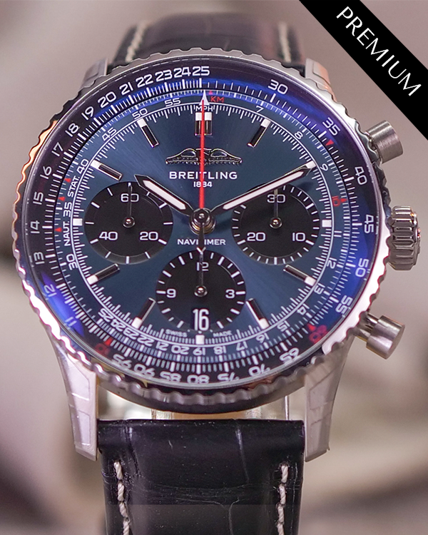 No Reserve - 2023 Breitling Navitimer B01 Chronograph 41MM Blue Dial Leather Strap (AB0139241C1P1)