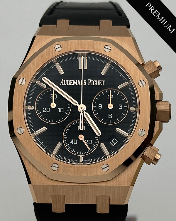 2023 Audemars Piguet Royal Oak 41MM Black Dial Leather Strap (26320OR)