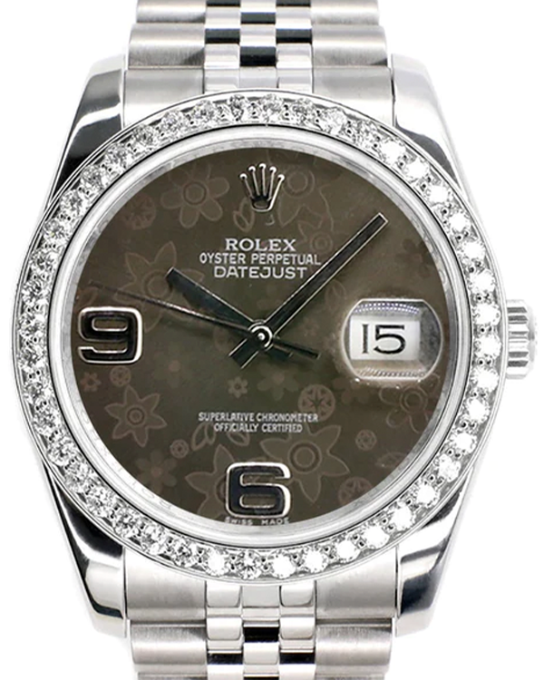 Rolex Datejust 36MM Rhodium Floral Dial Jubilee Bracelet (116200)