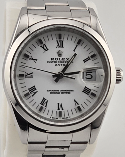 1998 (U Serial) Rolex Oyster Perpetual Date 34MM White Dial Oyster Bracelet (15200)