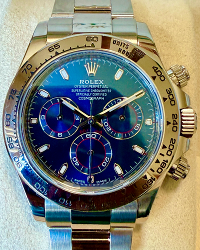 2023 Rolex Cosmograph Daytona 40MM Blue Dial White Gold Oyster Bracelet (116509)