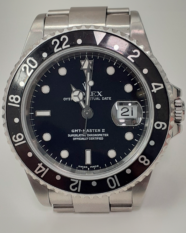 2002 (Y Serial) Rolex GMT-Master II 40MM Black Dial Steel Bracelet (16710)