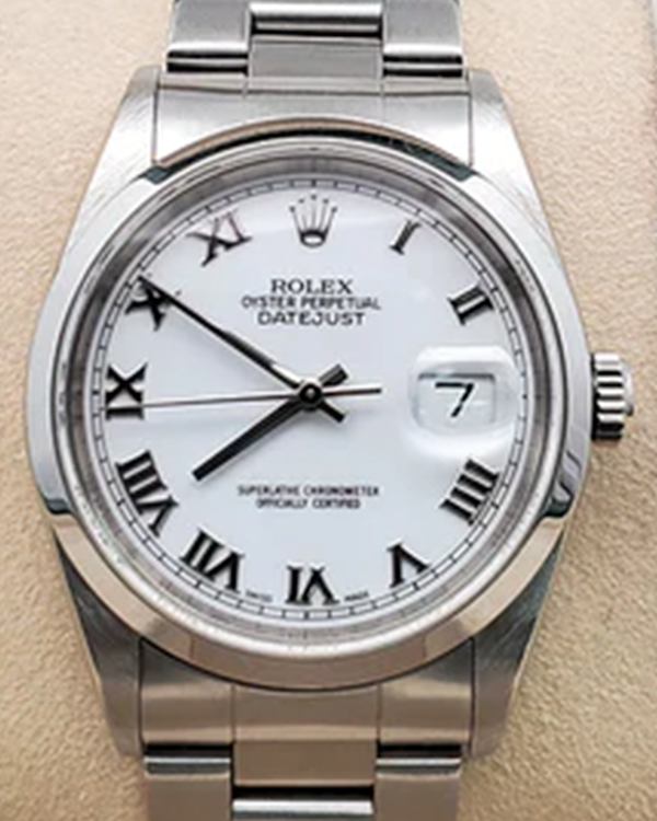 2002 Rolex Datejust 36MM White Dial Oyster Bracelet (16200)