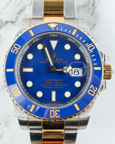 2009 (V Serial) Rolex Submariner Date "Bluesy" 40MM Blue Dial Two-Tone Steel/Yellow Gold Bracelet (116613LB)