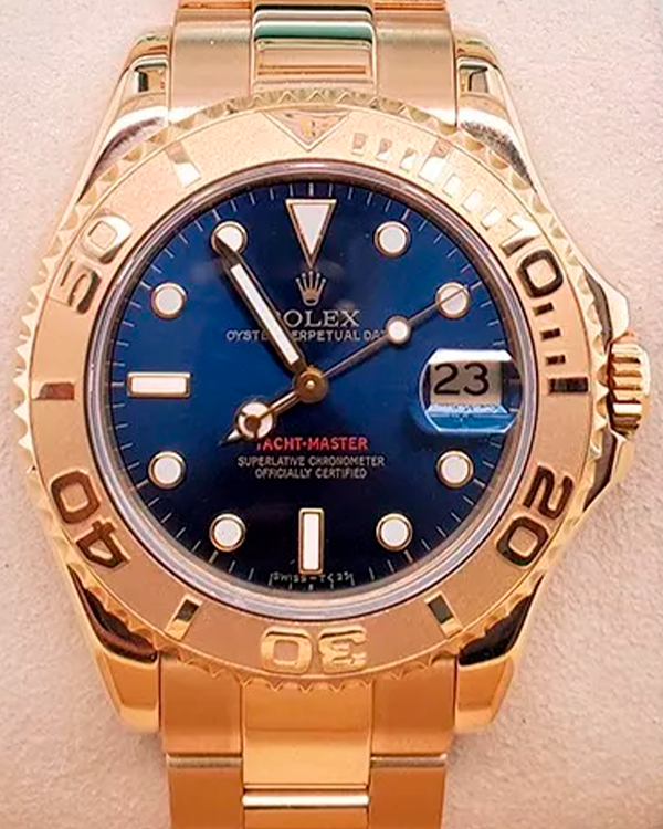 1998 Rolex Yacht-Master 35MM Blue Dial Yellow Gold Bracelet (68628)