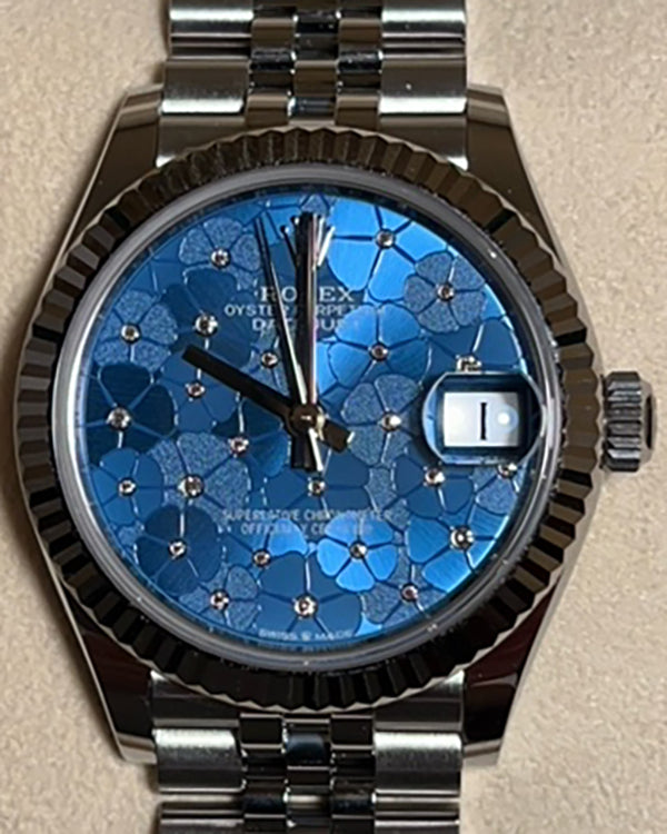 2022 Rolex Datejust 31MM Azzurro-Blue "Floral Motif" Dial Jubilee Bracelet (278274)