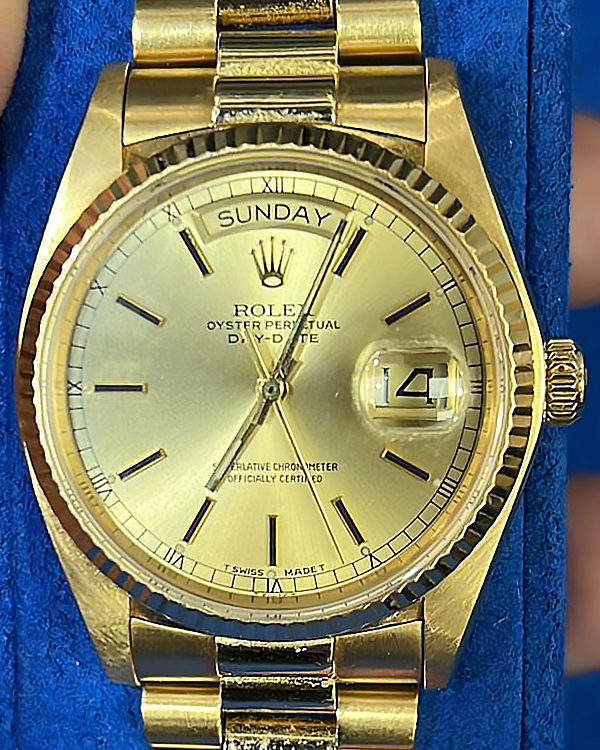 Rolex Day-Date 36MM Champagne Dial Yellow-Gold President Bracelet (18038)