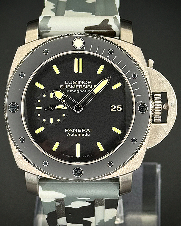 No Reserve - Panerai Luminor Submersible 1950 3 Days 47MM Black Dial Aftermarket Rubber Strap (PAM00389)