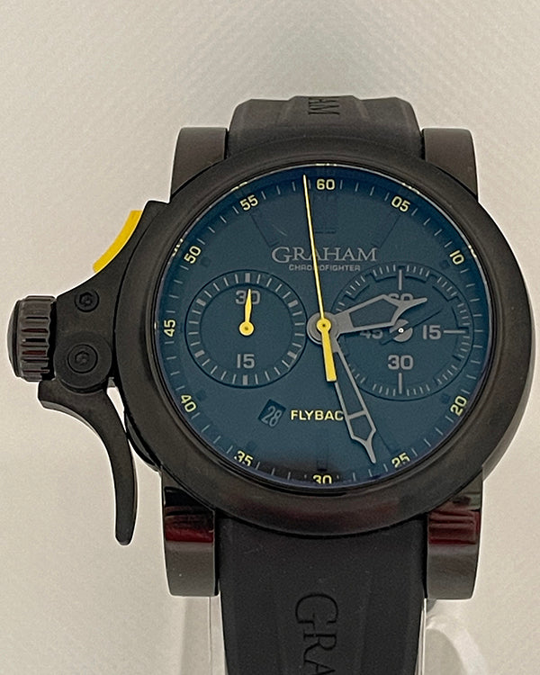 Best Graham Ruber Straps Graham Chronofighter Trigger Flyback 46MM Black Dial Rubber Strap (2TR ...