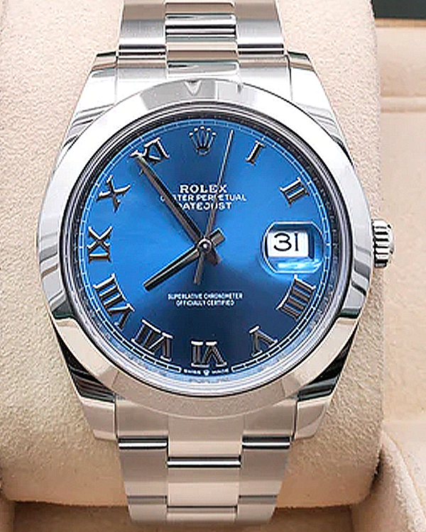 2023 Rolex Datejust 41MM Azzurro Blue Dial Steel Oyster Bracelet (126300)