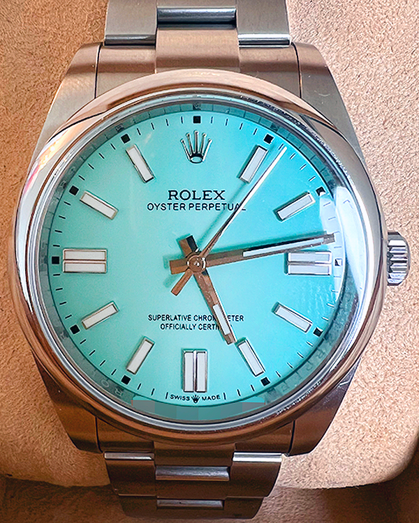 2020 Rolex Oyster Perpetual 41MM Aftermarket Tiffany Blue Dial Oyster Bracelet (124300)