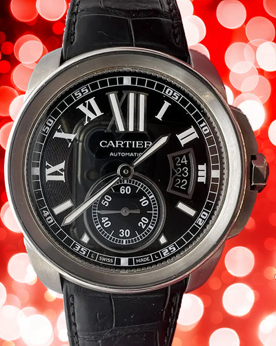 Cartier Calibre de Cartier 42MM Black Dial Leather Strap (W7100041)