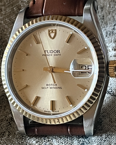 Tudor Prince Date 34MM Champagne Dial Leather Strap (74033)