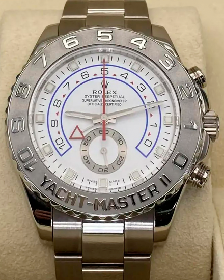 Rolex Yacht-Master II White Gold White Dial 44mm Platinum Bezel 116689