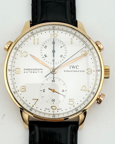 IWC Schaffhausen Portugieser Chronograph 41MM Silver Dial Leather Bracelet (IW371203)