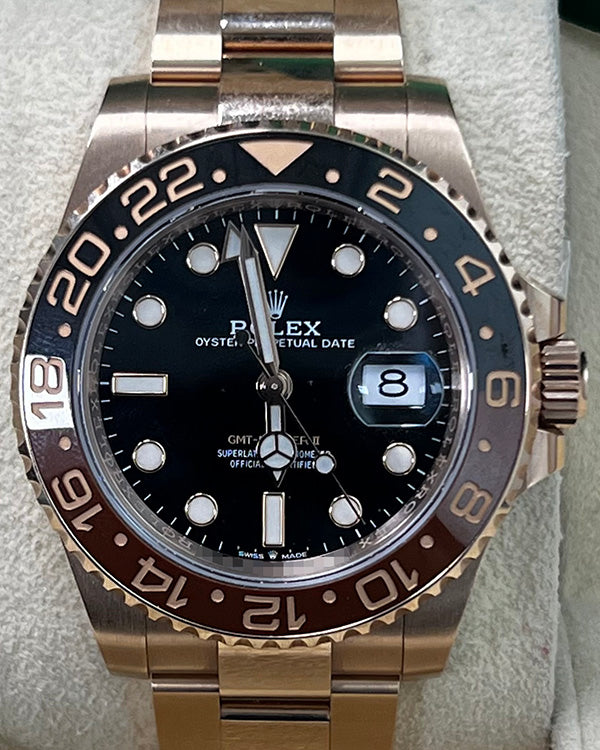 2022 Rolex GMT-Master II "Root Beer" 40MM Black Dial Everose Oyster Bracelet (126715CHNR)