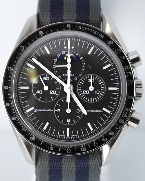 2015 Omega Speedmaster Professional Moonwatch Moonphase 42MM Black Dial Textile Strap (3876.50.31)