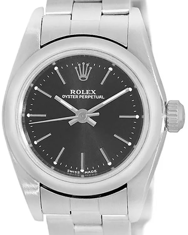 Rolex Oyster Perpetual 25MM Black Dial Oyster Bracelet (76080)