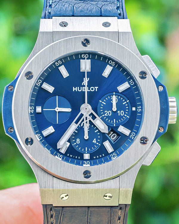 Hublot Big Bang Chronograph 44MM Blue Dial Leather Strap (301.SX.7170.LR)