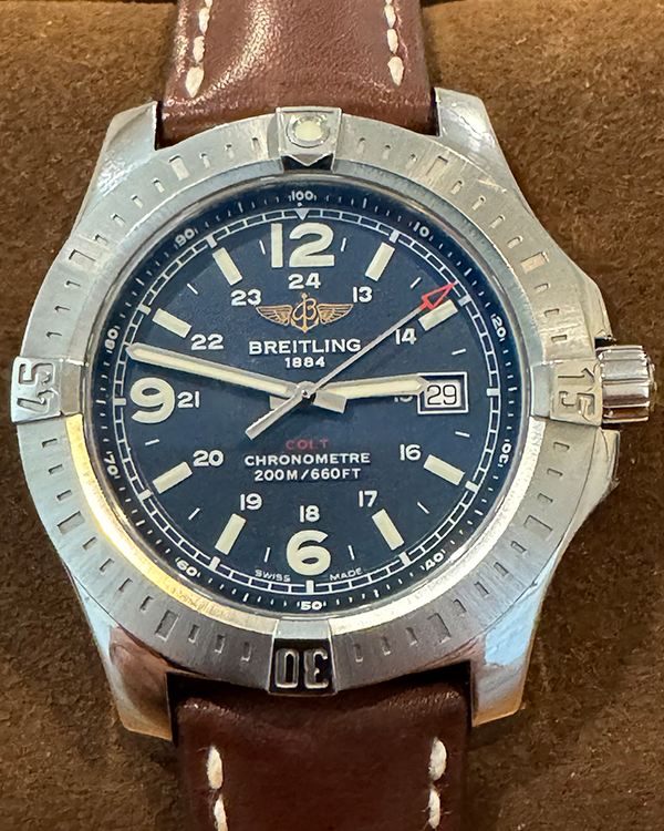 Breitling Colt 44MM Quartz Blue Dial Leather Strap (A74388)