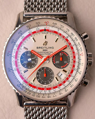 Breitling Navitimer B01 Chronograph "TWA Edition" 43MM Silver Dial Steel Bracelet (AB01219A1G1A1)