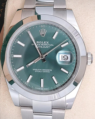 2024 Rolex Datejust 41MM Mint Green Dial Oyster Bracelet (126300)