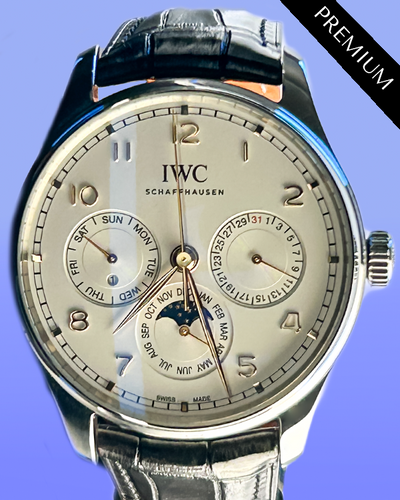2020 IWC Schaffhausen Portuguese Perpetual Calendar 42MM Silver Dial Leather Strap (IW344203)