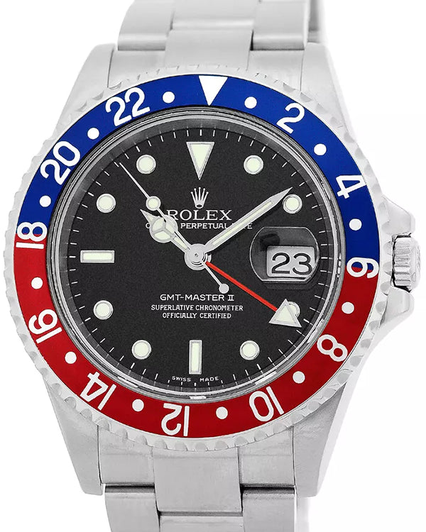 2004 (F serial) Rolex GMT-Master II "Pepsi" 40MM Black Dial Oyster Bracelet (16710)