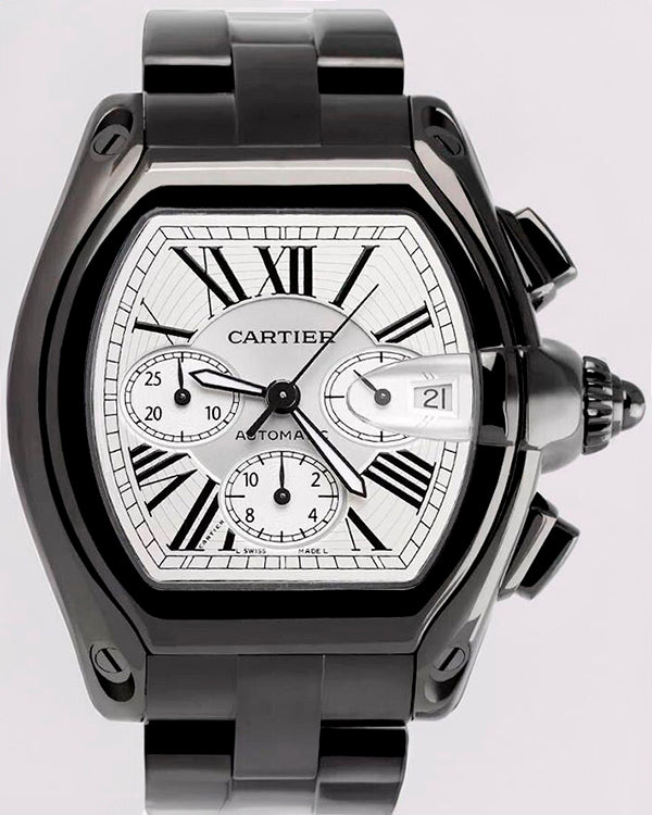 Cartier Roadster 48MM Silver Dial Steel Bracelet Aftermarket PVD/DLC Coat (W62020X6)