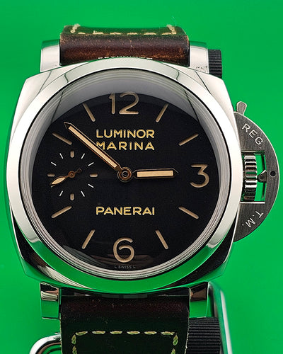 2015 (R serial) Panerai Luminor Marina 1950 3 Days 47MM Black Dial Leather Strap (PAM00422)