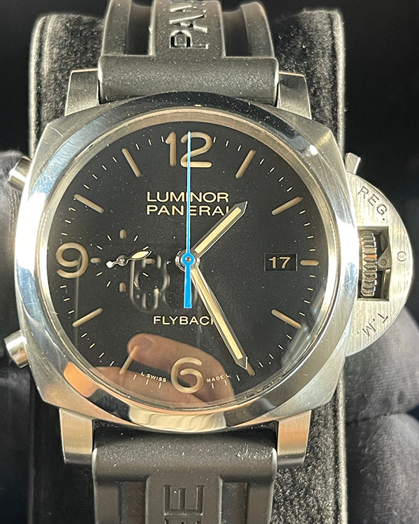 Panerai Luminor 1950 3 Days Chrono Flyback 44MM Black Dial Rubber Strap (PAM00524)