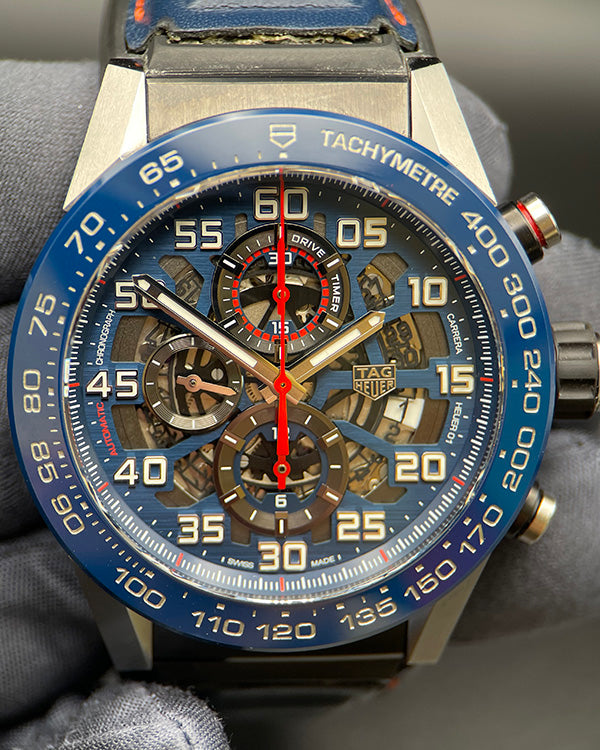 2017 Tag Heuer Carrera "Red Bull Racing" 45MM Skeleton Dial Leather Strap (CAR2A1N.FT6100)