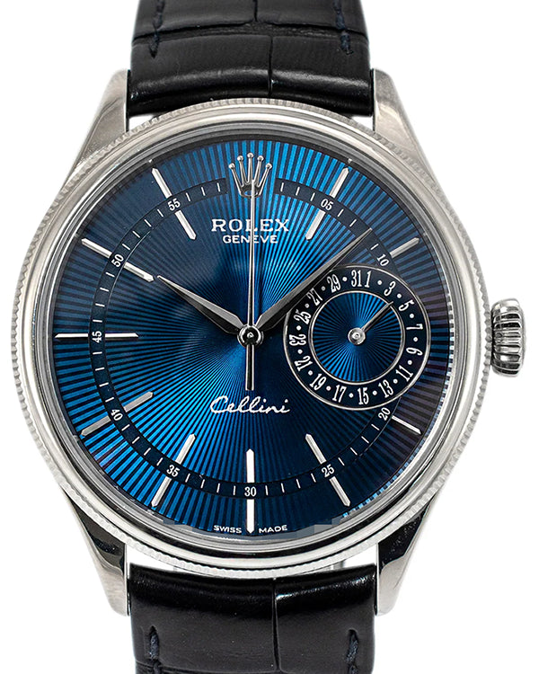 Rolex Cellini Date 39MM Blue Dial Leather Strap (50519)