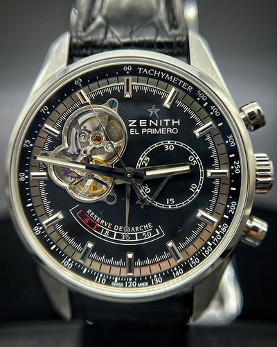 2017 Zenith Chronomaster 42MM Black Dial Aftermarket Leather Strap (03.2080.4021/21.M2040)