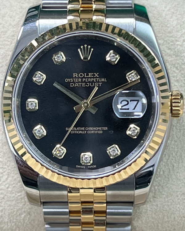 2008 Rolex Datejust 36MM Black Dial Two-Tone Jubilee Bracelet (116233)