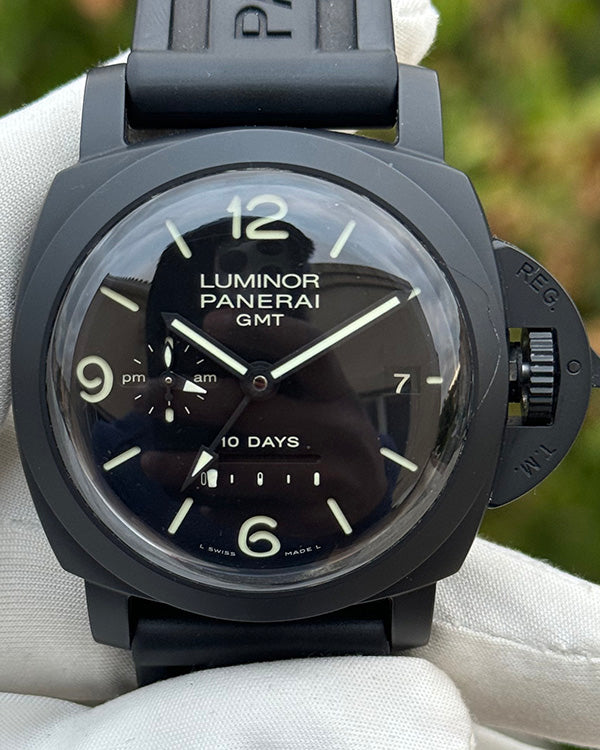 Panerai Luminor 10 Days GMT 44MM Black Dial Rubber Strap (PAM00335)