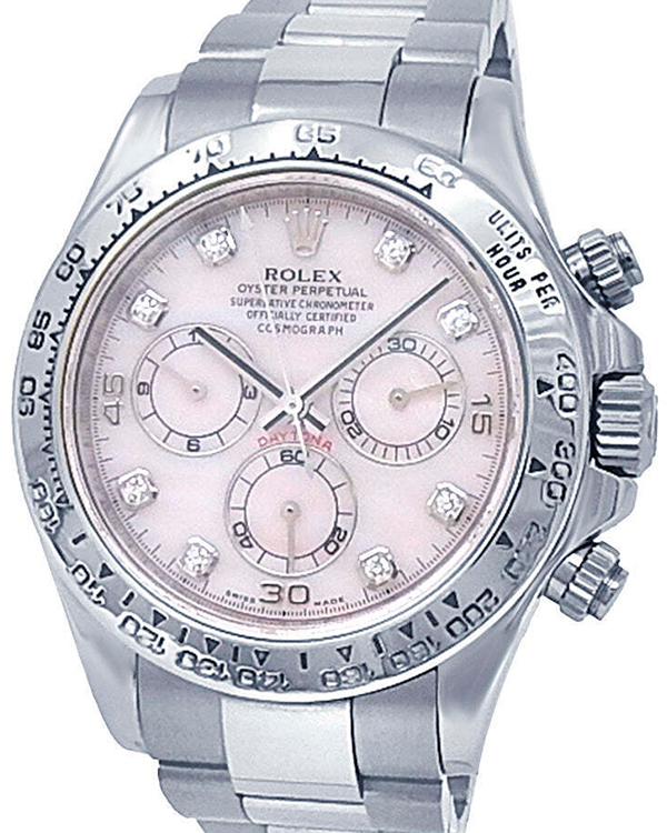 2007 Rolex Cosmograph Daytona 40MM Pink Mother of Pearl Dial White Gold Bracelet (116509)