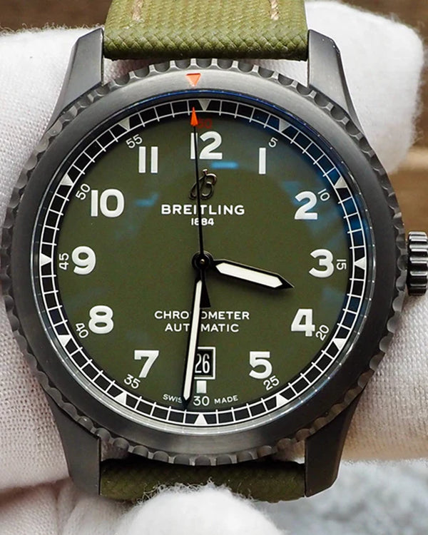 Breitling Aviator 8 Curtiss Warhawk 41MM Green Dial Textile Strap (M173152A1L1X2)